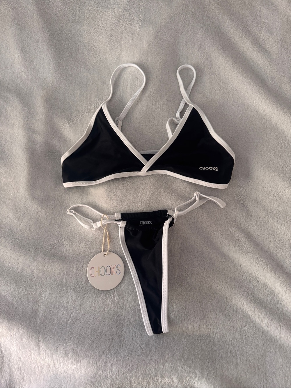 CHOOKS Black & White Triangle Bikini Set